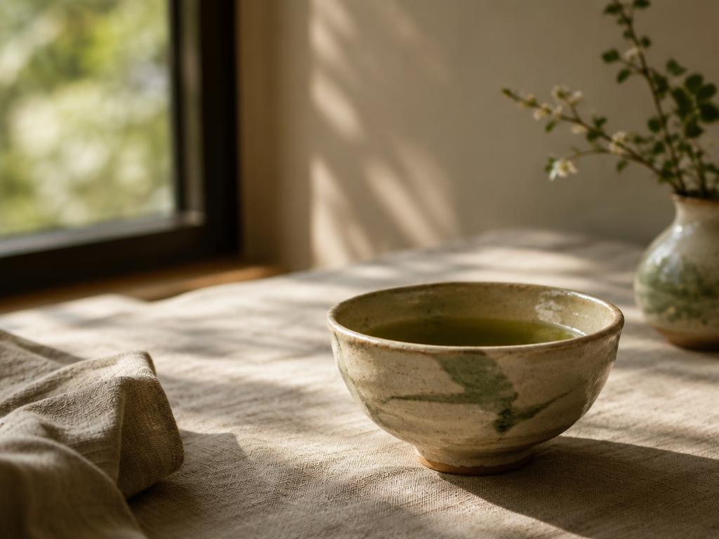 Afternoon light falling across a wooden table beside a half-finished cup of tea